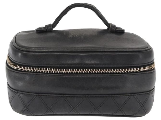 CHANEL Bicolor Vanity Handtasche aus Lammleder Schwarz Gold CC Auth 158864 Golden - Ansicht 13