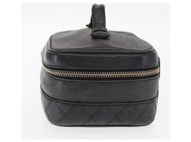 CHANEL Bicolor Vanity Handtasche aus Lammleder Schwarz Gold CC Auth 158864 Golden - Ansicht 3