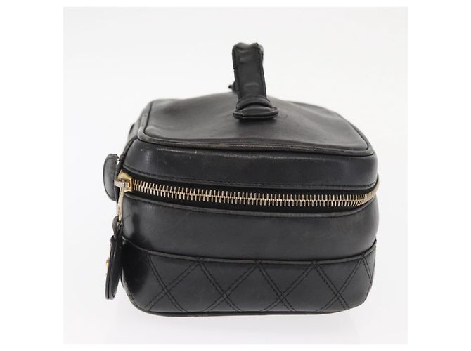 CHANEL Bicolor Vanity Handtasche aus Lammleder Schwarz Gold CC Auth 158864 Golden - Ansicht 4