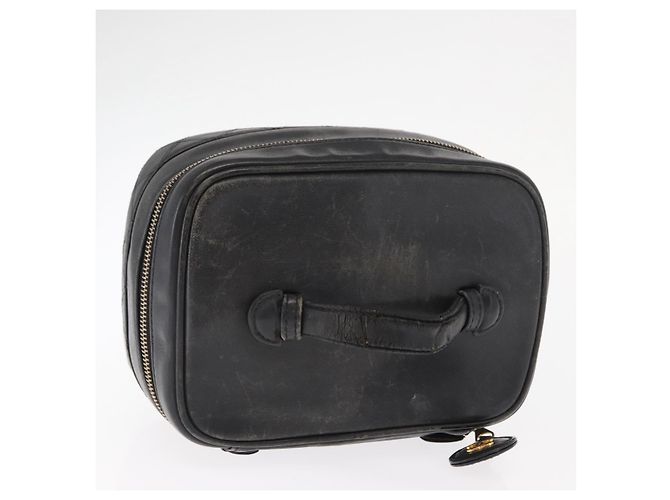 CHANEL Bicolor Vanity Handtasche aus Lammleder Schwarz Gold CC Auth 158864 Golden - Ansicht 6