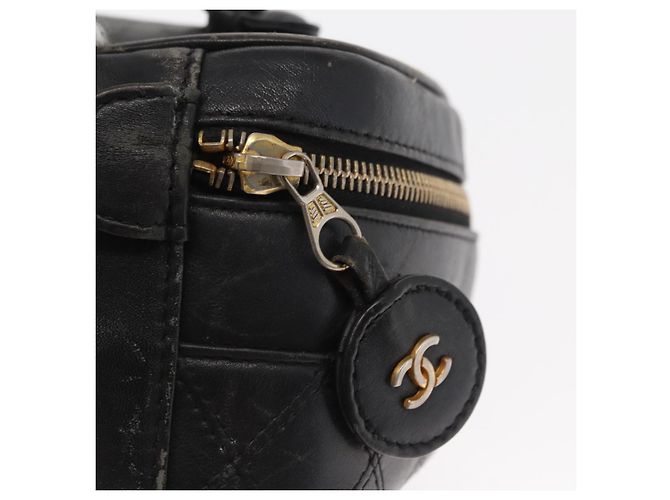 CHANEL Bicolor Vanity Handtasche aus Lammleder Schwarz Gold CC Auth 158864 Golden - Ansicht 9