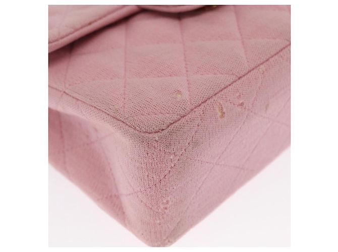 CHANEL Mini Matelassé 17 Borsa a Spalla con Catena Cotone Rosa Oro CC Auth 159216 D'oro - vista 10