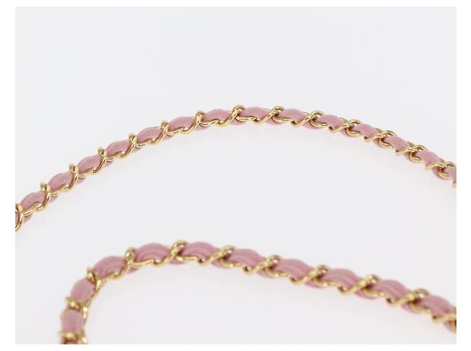 CHANEL Mini Matelassé 17 Borsa a Spalla con Catena Cotone Rosa Oro CC Auth 159216 D'oro - vista 14