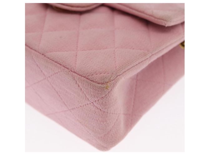 CHANEL Mini Matelassé 17 Borsa a Spalla con Catena Cotone Rosa Oro CC Auth 159216 D'oro - vista 15