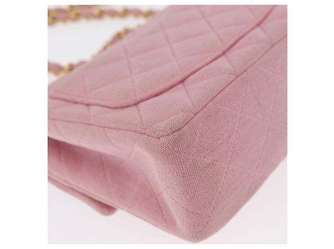 CHANEL Mini Matelassé 17 Borsa a Spalla con Catena Cotone Rosa Oro CC Auth 159216 D'oro - vista 16