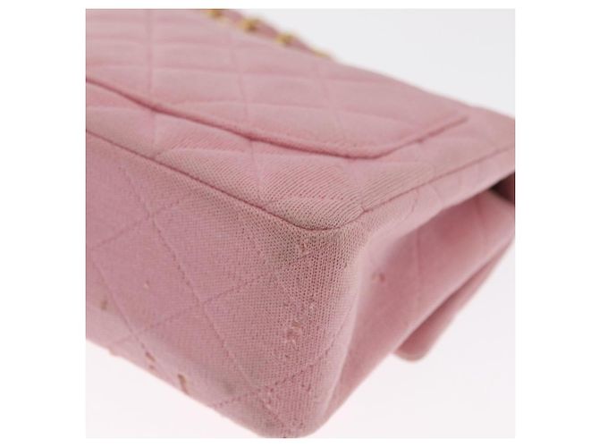 CHANEL Mini Matelassé 17 Borsa a Spalla con Catena Cotone Rosa Oro CC Auth 159216 D'oro - vista 17