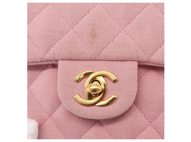 CHANEL Mini Matelassé 17 Borsa a Spalla con Catena Cotone Rosa Oro CC Auth 159216 D'oro - vista 18
