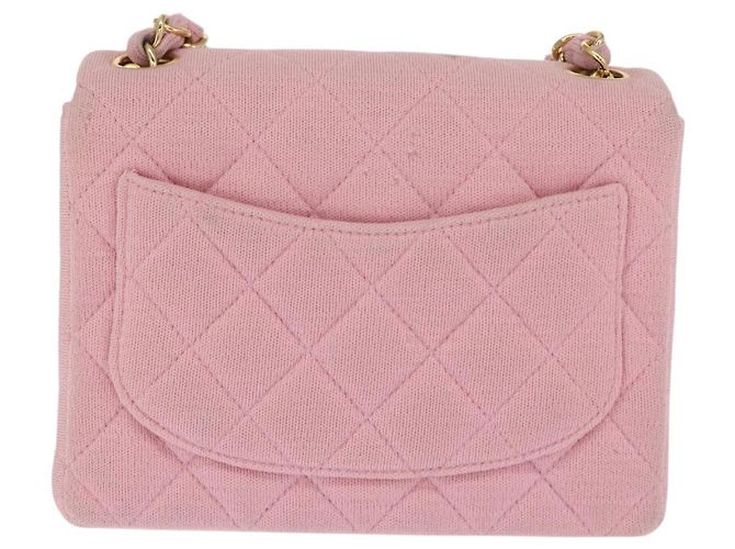 CHANEL Mini Matelassé 17 Borsa a Spalla con Catena Cotone Rosa Oro CC Auth 159216 D'oro - vista 2