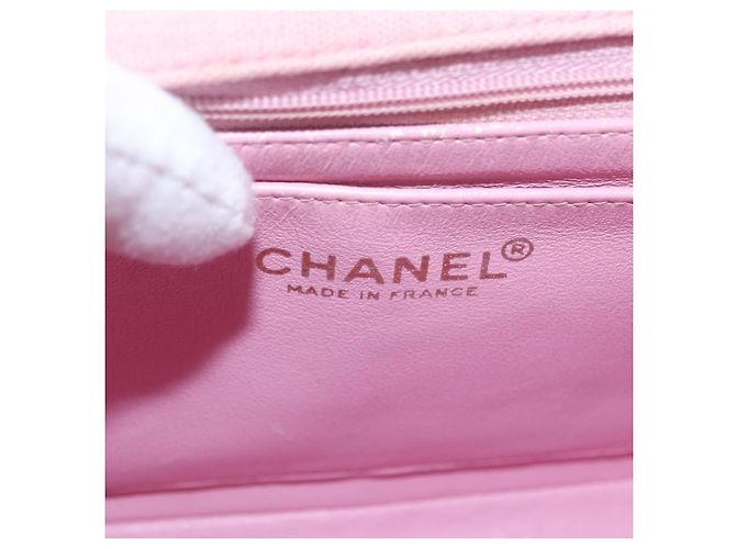 CHANEL Mini Matelassé 17 Borsa a Spalla con Catena Cotone Rosa Oro CC Auth 159216 D'oro - vista 23