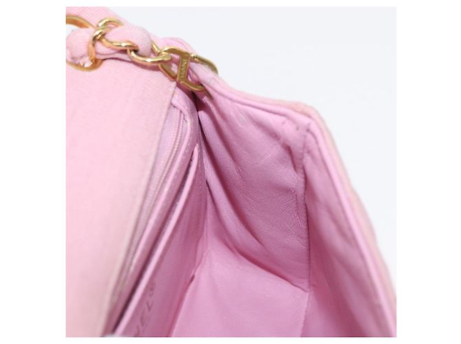 CHANEL Mini Matelassé 17 Borsa a Spalla con Catena Cotone Rosa Oro CC Auth 159216 D'oro - vista 24