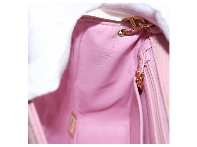 CHANEL Mini Matelassé 17 Borsa a Spalla con Catena Cotone Rosa Oro CC Auth 159216 D'oro - vista 25