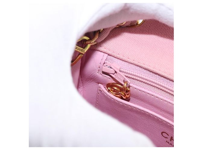 CHANEL Mini Matelassé 17 Borsa a Spalla con Catena Cotone Rosa Oro CC Auth 159216 D'oro - vista 26