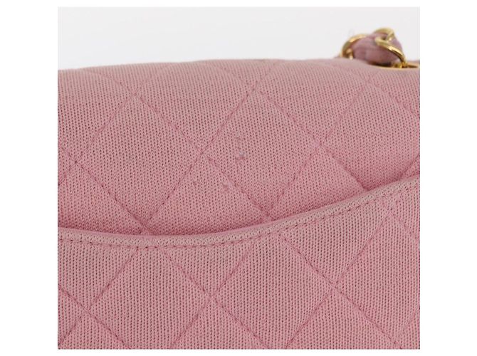 CHANEL Mini Matelassé 17 Borsa a Spalla con Catena Cotone Rosa Oro CC Auth 159216 D'oro - vista 3