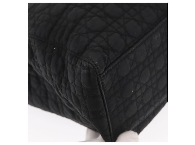 Christian Dior Borsa Lady Dior Canage in nylon nero e oro Auth bs32111 D'oro - vista 15