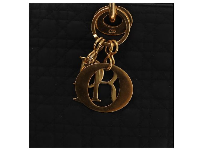 Christian Dior Borsa Lady Dior Canage in nylon nero e oro Auth bs32111 D'oro - vista 17