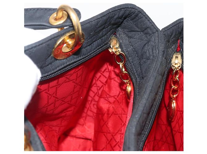 Christian Dior Borsa Lady Dior Canage in nylon nero e oro Auth bs32111 D'oro - vista 21