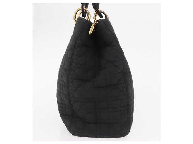 Christian Dior Borsa Lady Dior Canage in nylon nero e oro Auth bs32111 D'oro - vista 4