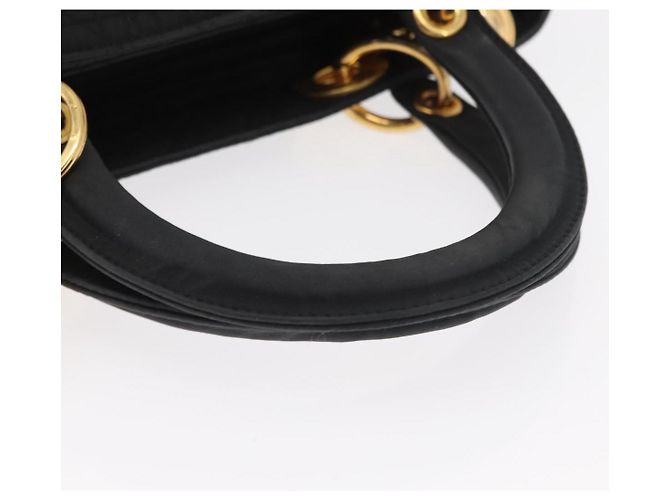 Christian Dior Borsa Lady Dior Canage in nylon nero e oro Auth bs32111 D'oro - vista 7
