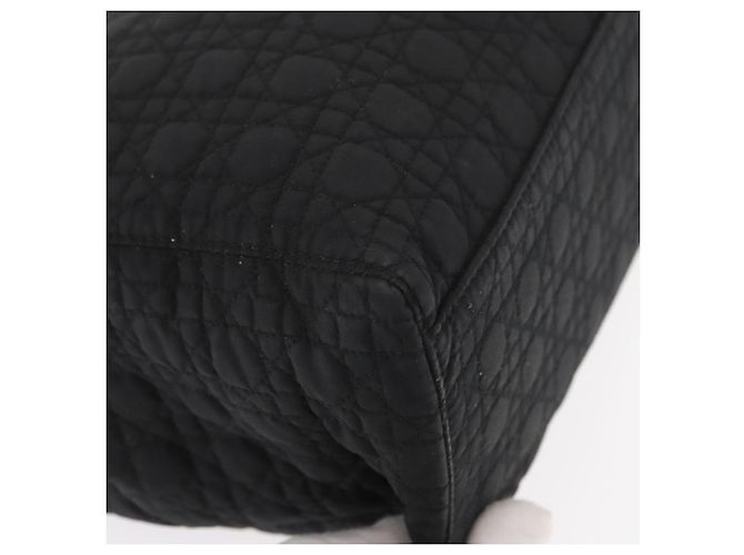 Christian Dior Borsa Lady Dior Canage in nylon nero e oro Auth bs32111 D'oro - vista 9