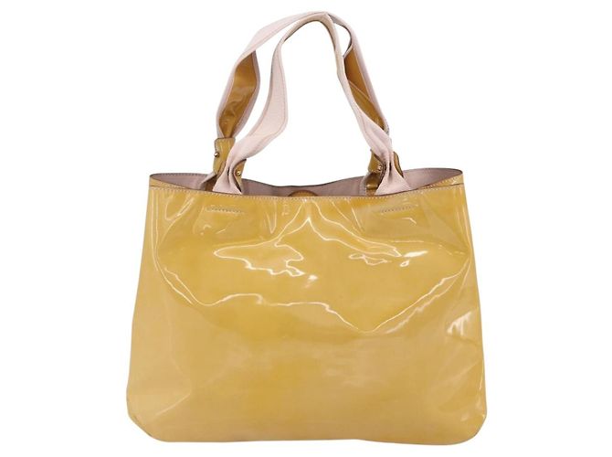 Borsa Vala in smalto giallo oro Salvatore Ferragamo Auth am10303 - vista 2