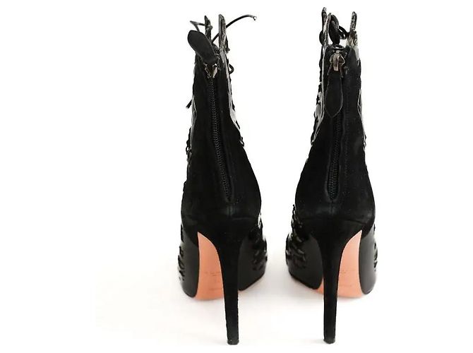 Alaïa Stivali in suede neri con lacci Nero - vista 2