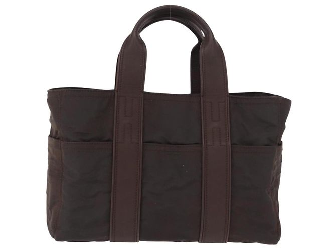 Hermès HERMES Borsa a Mano Acape Luco PM Nylon Marrone Scuro Auth BA9324 - vista 13
