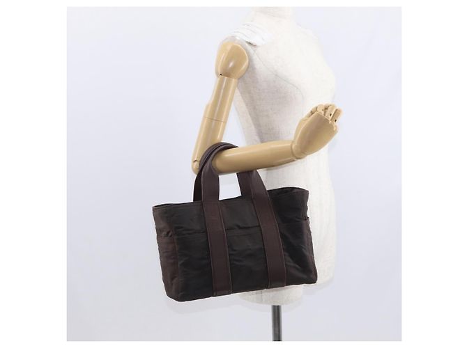 Hermès HERMES Borsa a Mano Acape Luco PM Nylon Marrone Scuro Auth BA9324 - vista 21