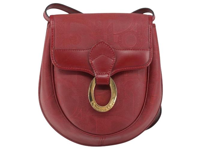 Borsa a Spalla in Tela Trotter Christian Dior PVC Rosso Oro Auth BA9376 D'oro - vista 13