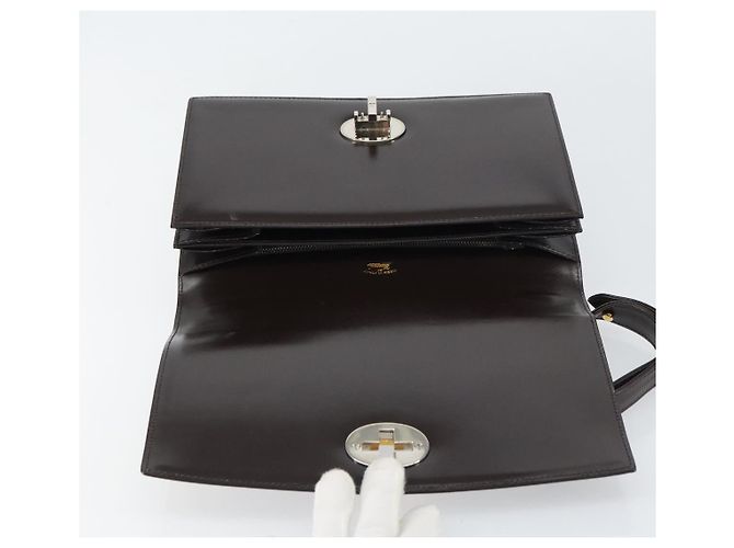 Borsa a Spalla in Pelle Marrone Scuro Gucci Oro Auth 159402 D'oro - vista 10