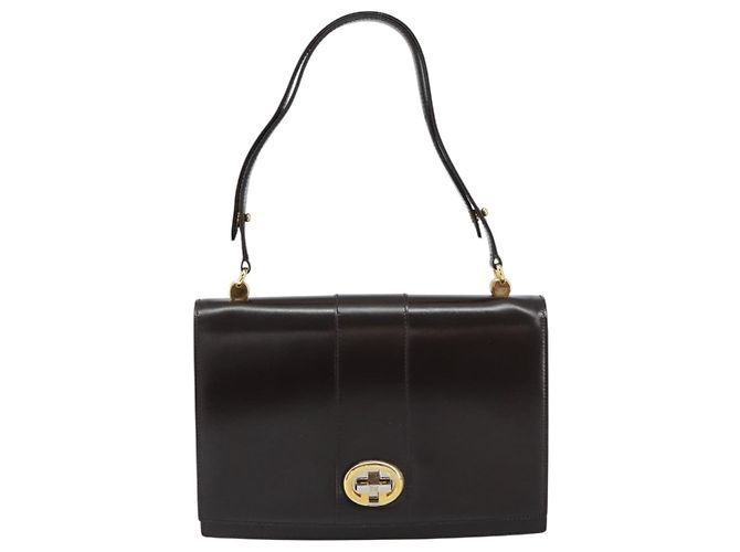 Borsa a Spalla in Pelle Marrone Scuro Gucci Oro Auth 159402 D'oro - vista 13