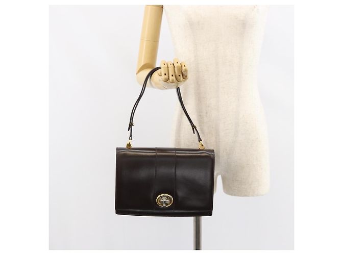 Borsa a Spalla in Pelle Marrone Scuro Gucci Oro Auth 159402 D'oro - vista 23