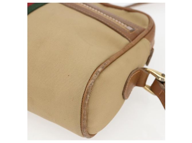 Gucci Borsa a spalla Web Sherry Line in tela beige e oro Auth BA9238 D'oro - vista 10