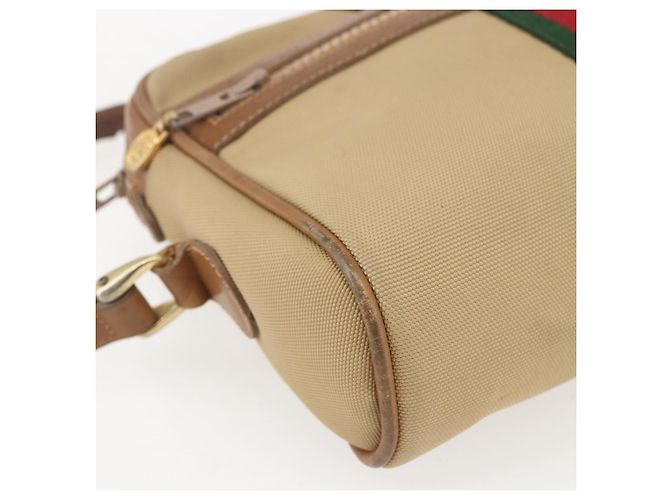 Gucci Borsa a spalla Web Sherry Line in tela beige e oro Auth BA9238 D'oro - vista 14