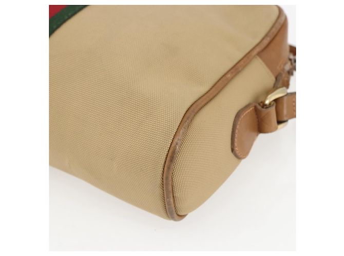 Gucci Borsa a spalla Web Sherry Line in tela beige e oro Auth BA9238 D'oro - vista 15