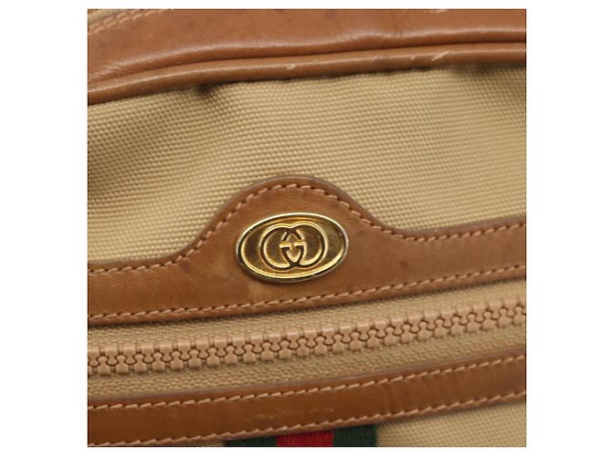 Gucci Borsa a spalla Web Sherry Line in tela beige e oro Auth BA9238 D'oro - vista 18