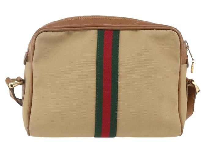 Gucci Borsa a spalla Web Sherry Line in tela beige e oro Auth BA9238 D'oro - vista 2