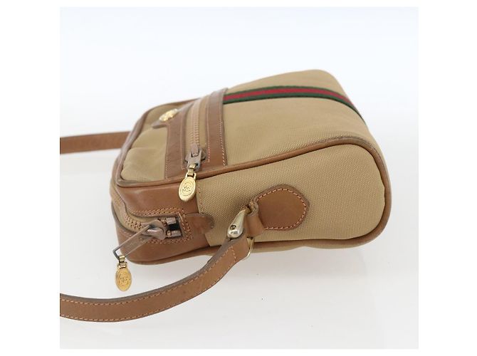 Gucci Borsa a spalla Web Sherry Line in tela beige e oro Auth BA9238 D'oro - vista 3