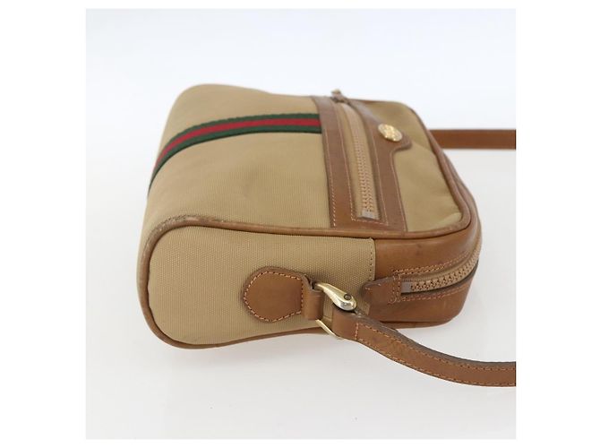 Gucci Borsa a spalla Web Sherry Line in tela beige e oro Auth BA9238 D'oro - vista 4