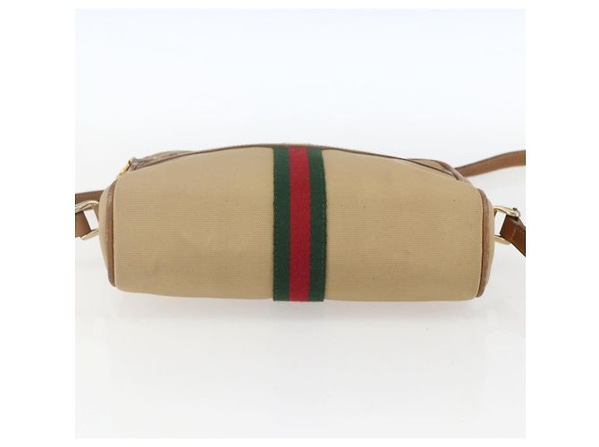 Gucci Borsa a spalla Web Sherry Line in tela beige e oro Auth BA9238 D'oro - vista 5