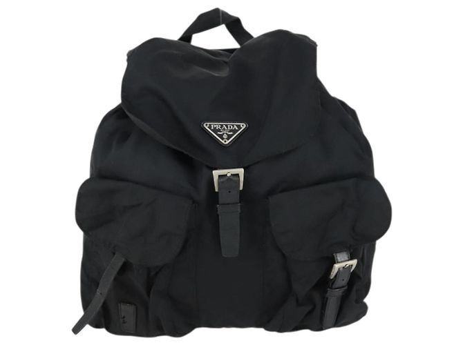 Zaino PRADA in nylon nero argento Auth 153760 - vista 13