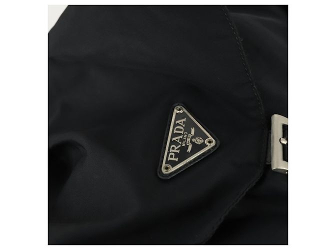 Zaino PRADA in nylon nero argento Auth 153760 - vista 20