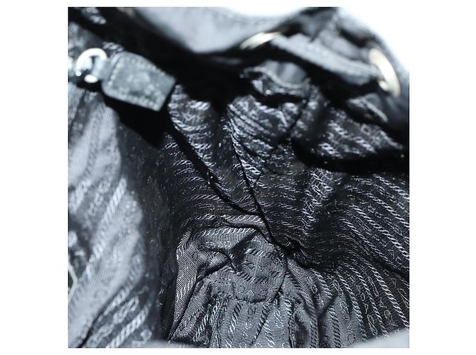 Zaino PRADA in nylon nero argento Auth 153760 - vista 23
