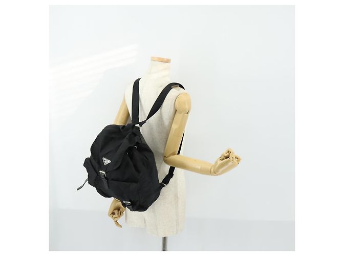 Zaino PRADA in nylon nero argento Auth 153760 - vista 30