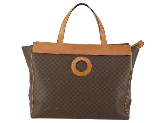 Céline Borsa tote in tela Macadam CELINE in pelle PVC marrone oro Auth ki6248 D'oro - vista 13