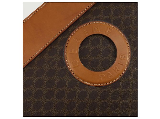 Céline Borsa tote in tela Macadam CELINE in pelle PVC marrone oro Auth ki6248 D'oro - vista 18