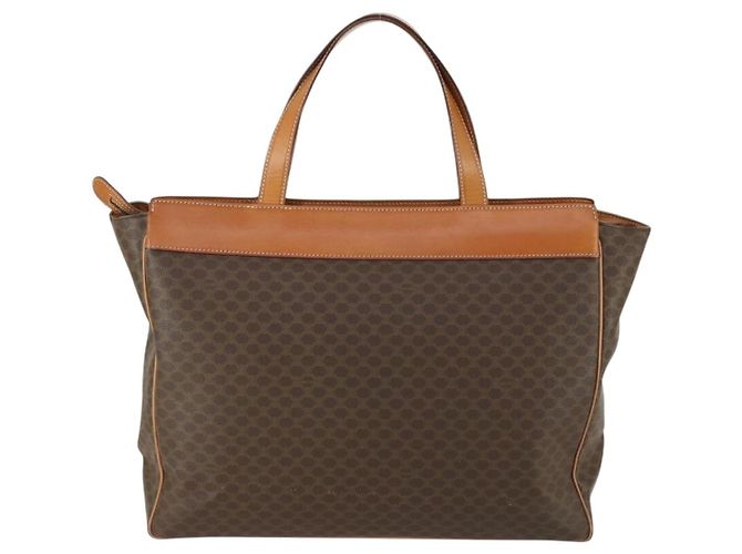 Céline Borsa tote in tela Macadam CELINE in pelle PVC marrone oro Auth ki6248 D'oro - vista 2
