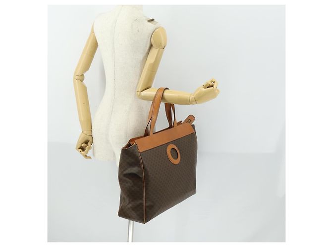 Céline Borsa tote in tela Macadam CELINE in pelle PVC marrone oro Auth ki6248 D'oro - vista 22
