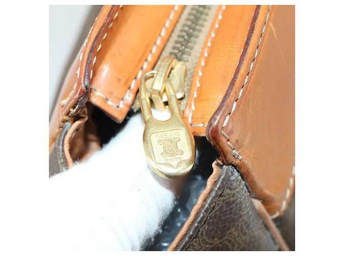 Céline Borsa tote in tela Macadam CELINE in pelle PVC marrone oro Auth ki6248 D'oro - vista 9