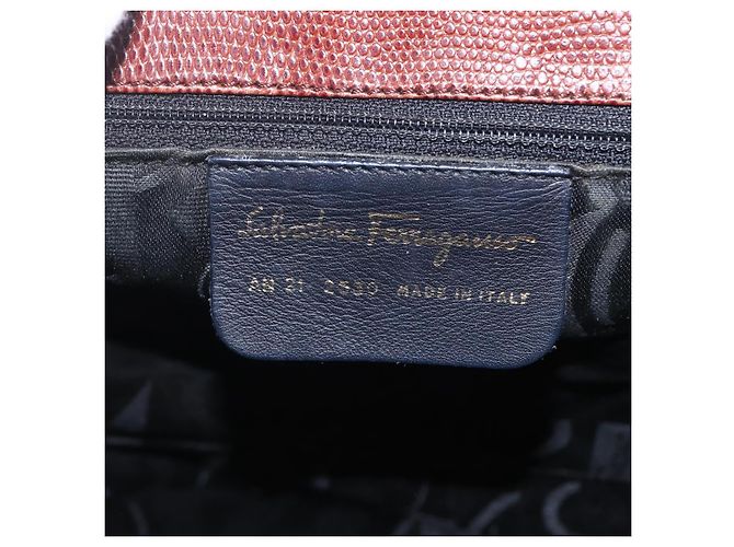 Borsa a Spalla Vala in Pelle Marrone Oro Salvatore Ferragamo Auth ka1378 D'oro - vista 12