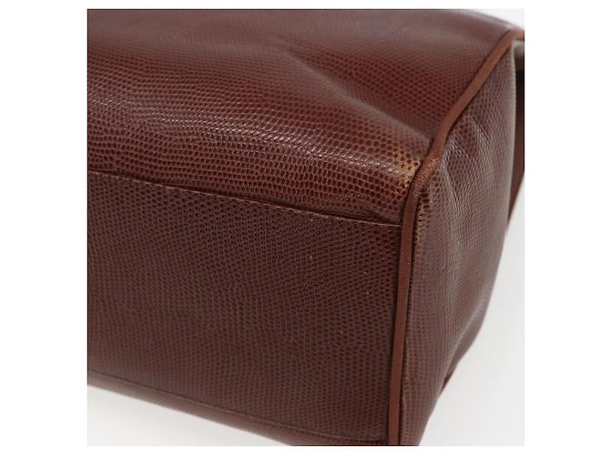 Borsa a Spalla Vala in Pelle Marrone Oro Salvatore Ferragamo Auth ka1378 D'oro - vista 15